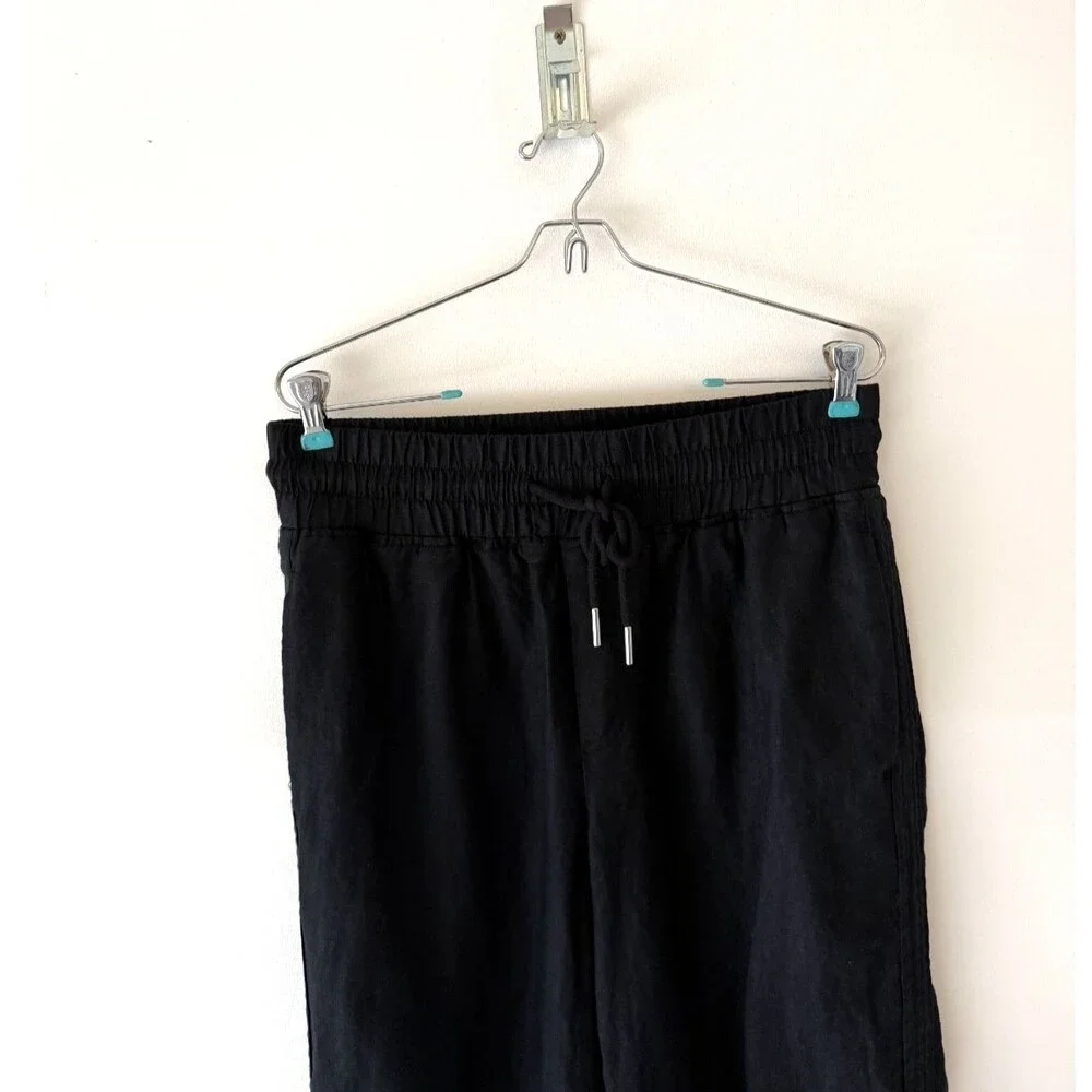 Quince Linen Pants Womens Medium Black 100% European Linen Wide Leg Pant